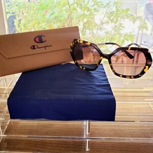 Champion Sunglasses Brown Tortoise Shell with Gold Temples and Brown Lenses